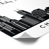 Chicago Skyline Black Wedding Reception Welcome ポスター (角)