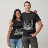 Chicago Skyline – Black & White Minimalist City Gr Tシャツ (ユニセックス)