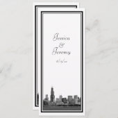 Chicago Skyline Etched Framed結婚式 プログラム (正面/裏面)