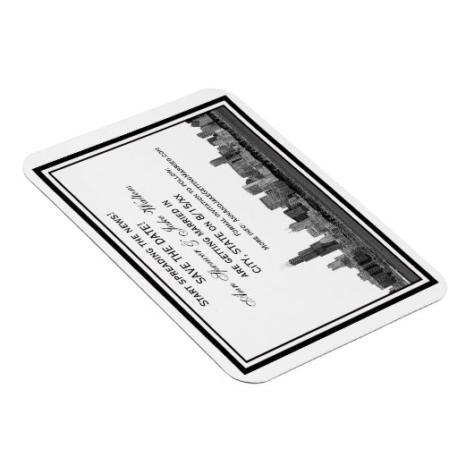 Chicago Skyline Etched Framed The Date マグネット (右側)