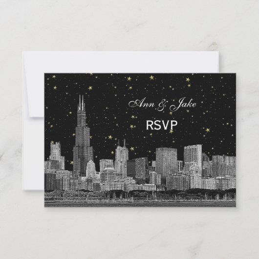 Chicago Skyline Etched Starry DIY BG RSVP #2 (正面)