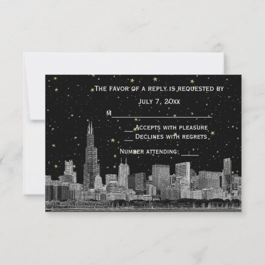 Chicago Skyline Etched Starry DIY BG RSVP #2 (裏面)