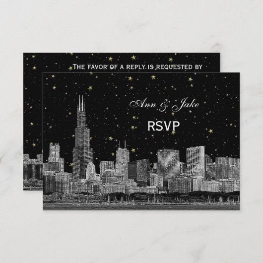 Chicago Skyline Etched Starry DIY BG RSVP #2 (正面/裏面)