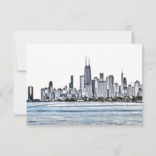 Chicago Skyline Horizontal Response Card 出欠カード (裏面)