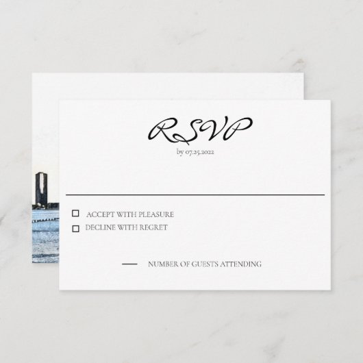 Chicago Skyline Horizontal Response Card 出欠カード (正面/裏面)