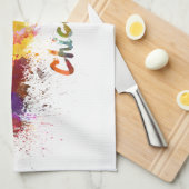 Chicago skyline in watercolor キッチンタオル (四つ折り)