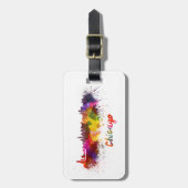 Chicago skyline in watercolor ラゲッジタグ (正面縦)