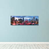 Chicago Skyline on Canvas 12x36 キャンバスプリント (インサイチュ (ウッドフロア))