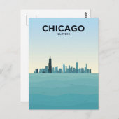 Chicago Skyline Over Lake ポストカード (正面/裏面)