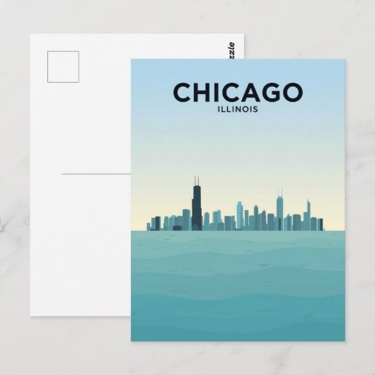 Chicago Skyline Over Lake ポストカード (正面/裏面)