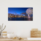 Chicago Skyline Poster with Fireworks ポスター (キッチン)