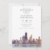 Chicago Skyline Retirement Party Photo 招待状 (正面)