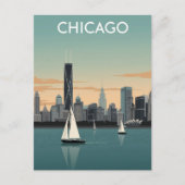 Chicago Skyline Sailboats ポストカード (正面)