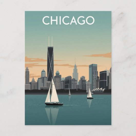 Chicago Skyline Sailboats ポストカード (正面)