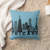 Chicago Skyline Silhouette  クッション (ブランケット)