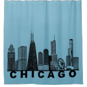 Chicago Skyline Silhouette  シャワーカーテン (正面)