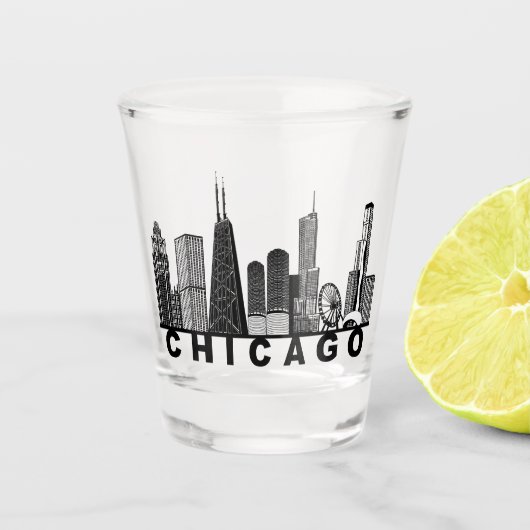 Chicago Skyline Silhouette  ショットグラス (正面)