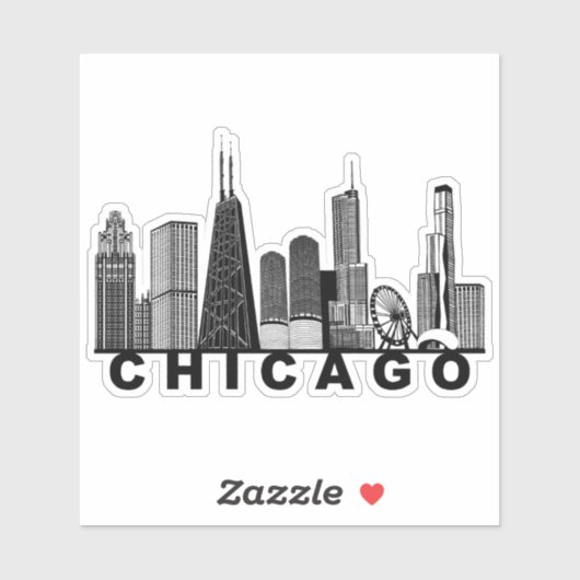 Chicago Skyline Silhouette シール (シート)