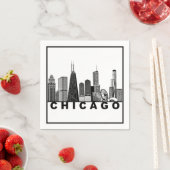 Chicago Skyline Silhouette  スタンダードカクテルナプキン (インサイチュ)
