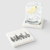 Chicago Skyline Silhouette  ストーンコースター (横)