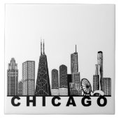 Chicago Skyline Silhouette  タイル (正面)