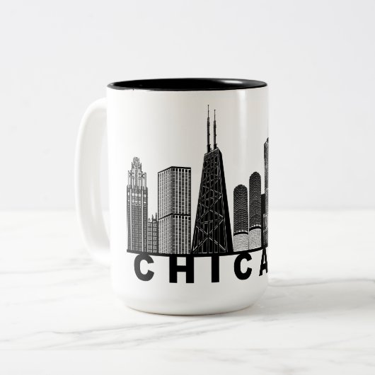Chicago Skyline Silhouette  ツートーンマグカップ (正面左)