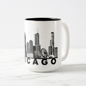 Chicago Skyline Silhouette  ツートーンマグカップ (正面右)