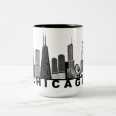 Chicago Skyline Silhouette  ツートーンマグカップ (中央)