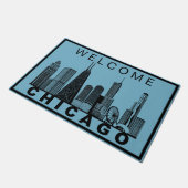 Chicago Skyline Silhouette  ドアマット (アングル)