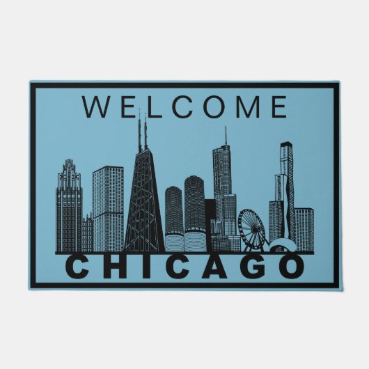Chicago Skyline Silhouette  ドアマット (正面)