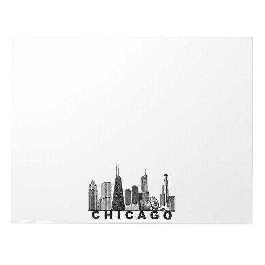 Chicago Skyline Silhouette  ノートパッド (正面)