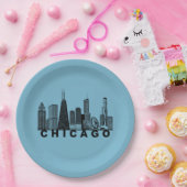 Chicago Skyline Silhouette  ペーパープレート (パーティー)