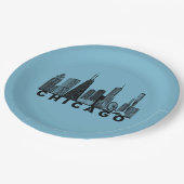 Chicago Skyline Silhouette  ペーパープレート (アングル)