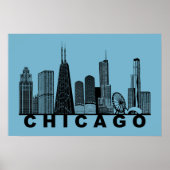 Chicago Skyline Silhouette  ポスター (正面)