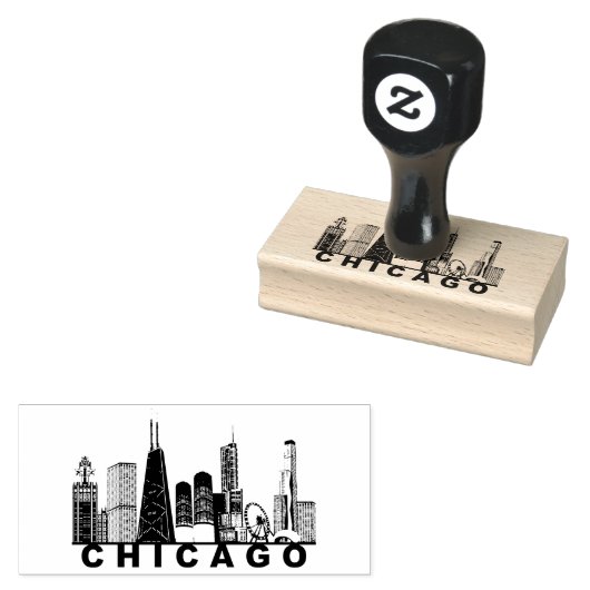 Chicago Skyline Silhouette  ラバースタンプ (押印)