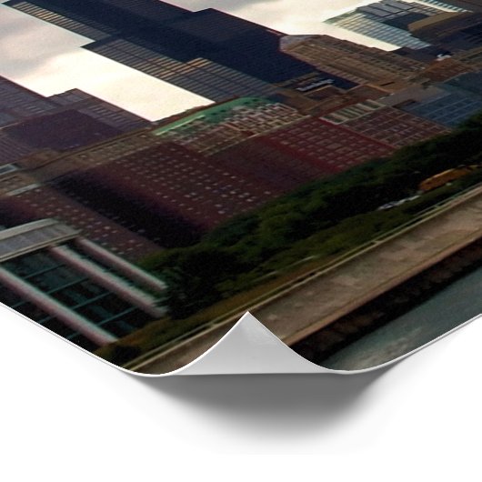 Chicago Skyline - Stormclouds - Color Poster ポスター (角)