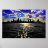Chicago Skyline Sunset ポスター (正面)