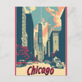 Chicago Skyline Travel Postcard シーズンポストカード (正面)