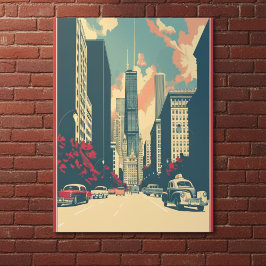 Chicago Skyline Travel Postcard シーズンポストカード