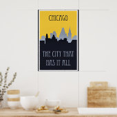 Chicago skyline travel poster, ポスター (キッチン)