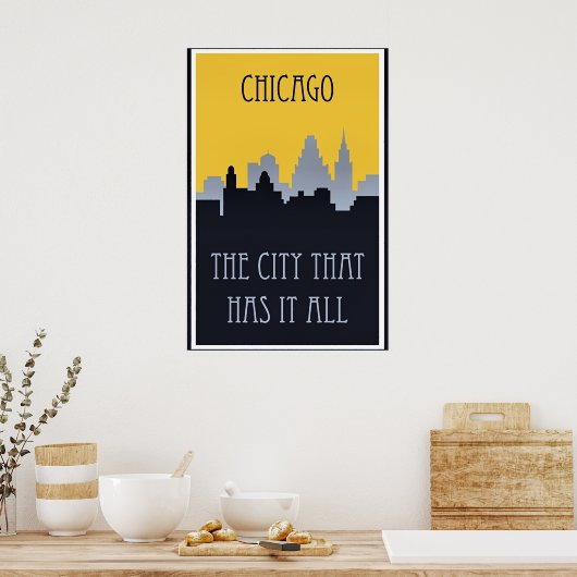 Chicago skyline travel poster, ポスター (キッチン)