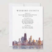 Chicago Skyline Watercolor Birthday Weekend 招待状 (裏面)