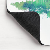 Chicago Skyline Watercolor Blue Green City Art マウスパッド (コーナー)