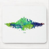 Chicago Skyline Watercolor Blue & Lime Art Prints マウスパッド (正面)
