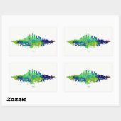 Chicago Skyline Watercolor Blue & Lime Art Prints 長方形シール (シート)