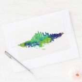 Chicago Skyline Watercolor Blue & Lime Art Prints 長方形シール (封筒)