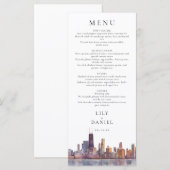 Chicago Skyline Watercolor Destination Wedding メニュー (正面/裏面)