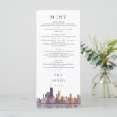 Chicago Skyline Watercolor Destination Wedding メニュー (スタンド正面)