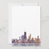 Chicago Skyline Watercolor Elegant Wedding 招待状 (裏面)