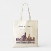 Chicago Skyline Watercolor Girls Weekend トートバッグ (裏面)